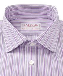 Lilac & White Tailored Fit Supraluxe Multi Stripe Formal Shirt