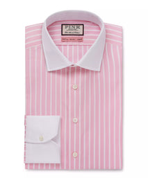 Pink & White Tailored Fit Butchers Stripe Formal Shirt