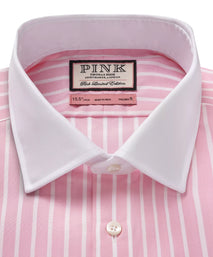 Pink & White Tailored Fit Butchers Stripe Formal Shirt
