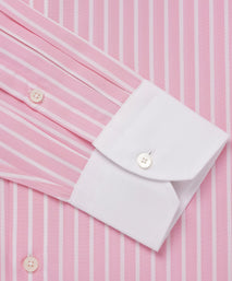 Pink & White Tailored Fit Butchers Stripe Formal Shirt