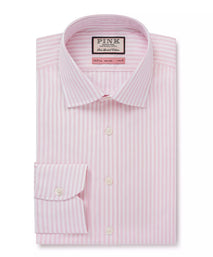 Pink & White Classic Fit Bengal Wide Stripe Formal Shirt
