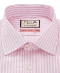 Pink & White Classic Fit Bengal Wide Stripe Formal Shirt