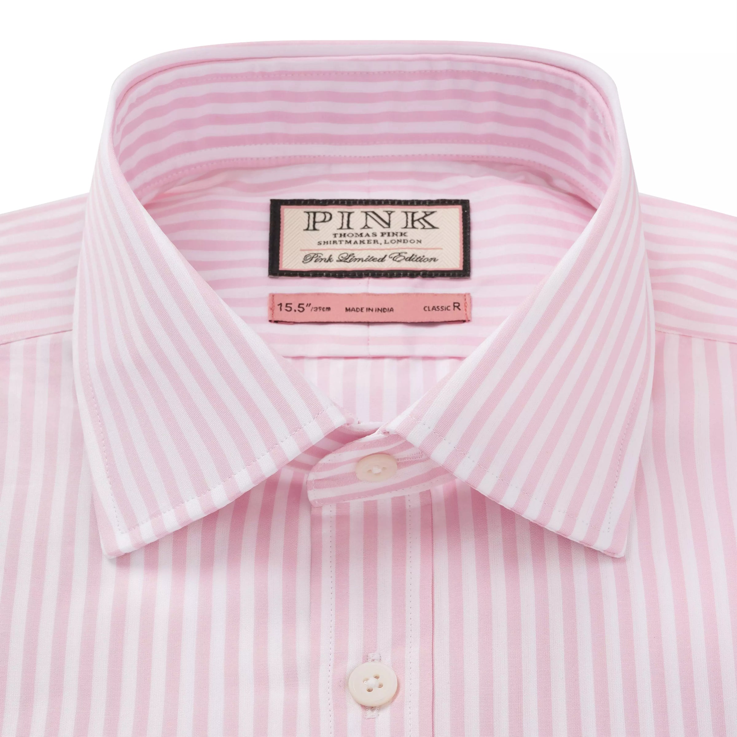 Pink & White Classic Fit Bengal Wide Stripe Formal Shirt