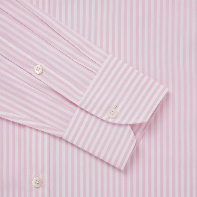 Pink & White Classic Fit Bengal Wide Stripe Formal Shirt