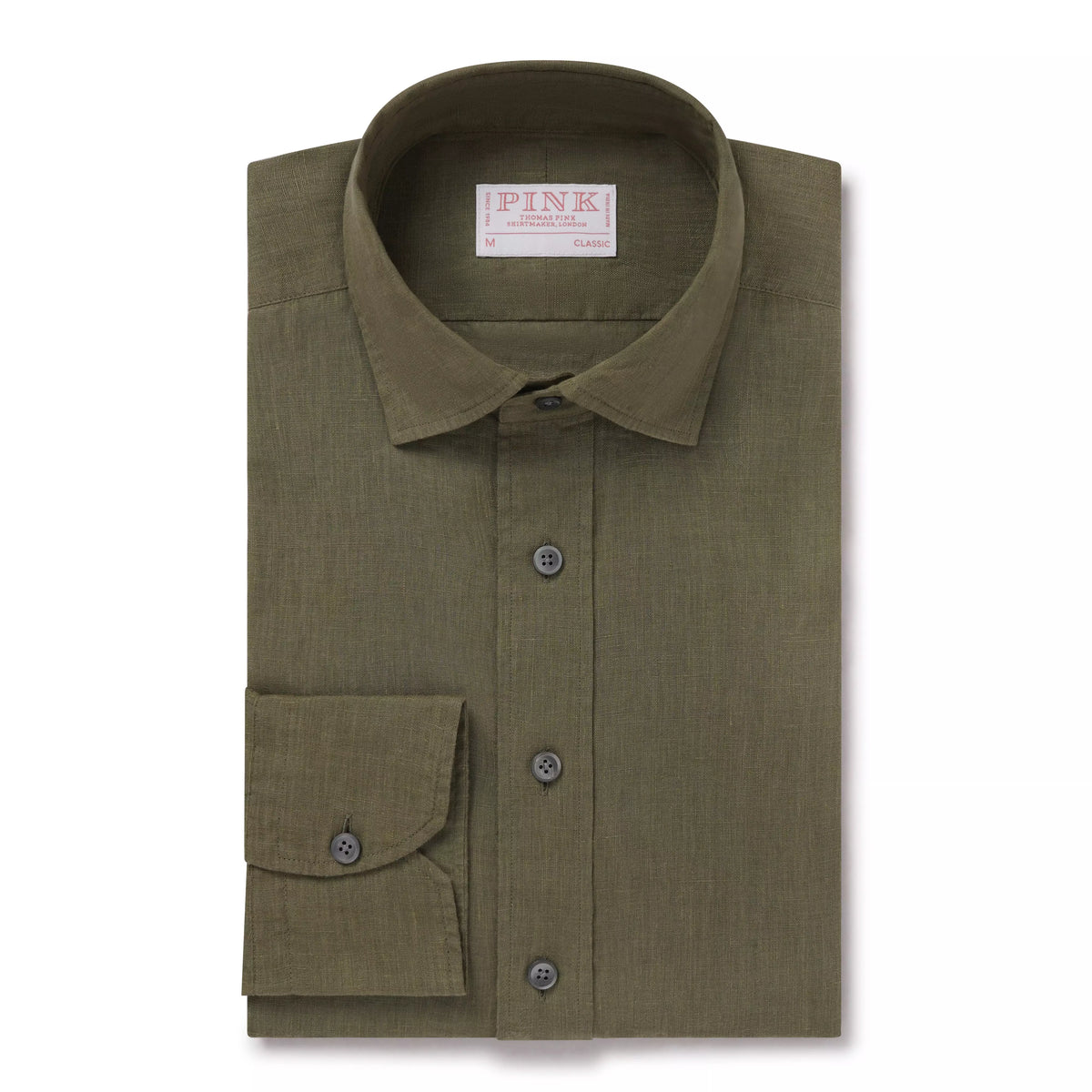 Khaki Green Classic Fit Smart Casual Linen Slub Shirt