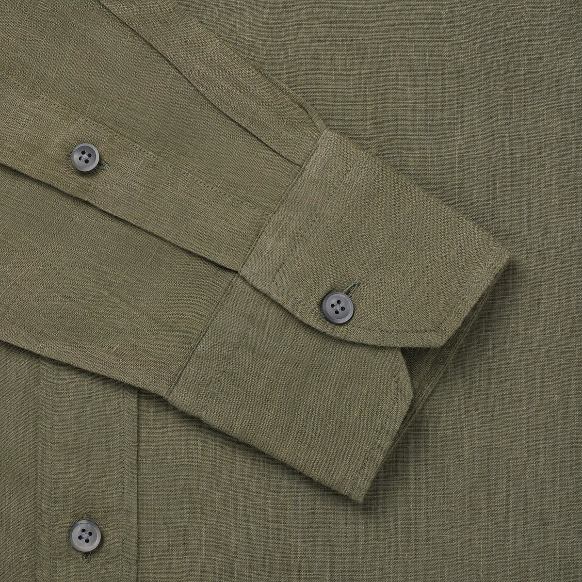 Khaki Green Classic Fit Smart Casual Linen Slub Shirt