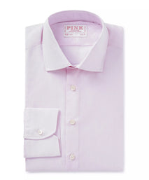 Pink & White Slim Fit Micro Grid Check Formal Shirt