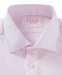 Pink & White Slim Fit Micro Grid Check Formal Shirt