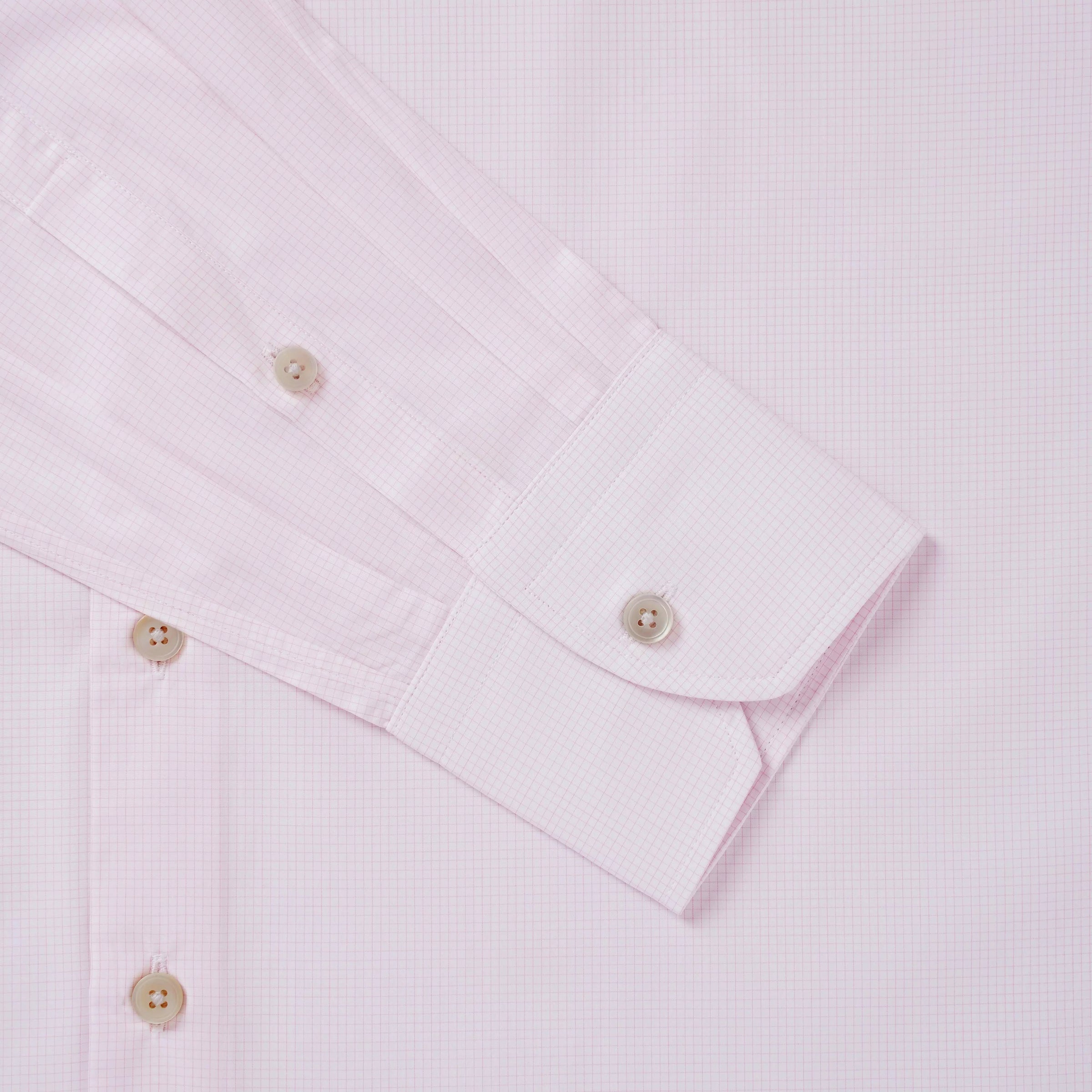 Pink & White Slim Fit Micro Grid Check Formal Shirt