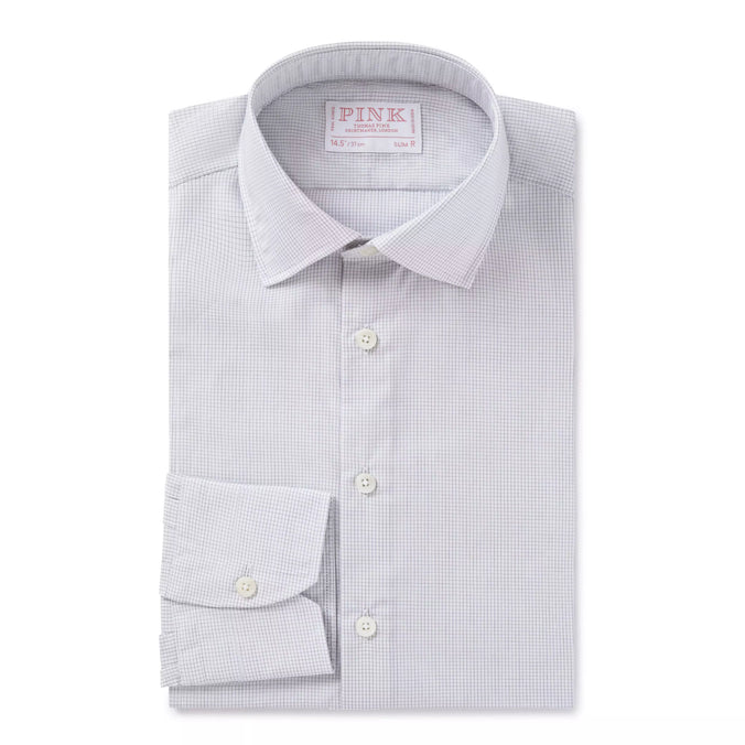 White & Black Slim Fit Micro Grid Check Formal Shirt