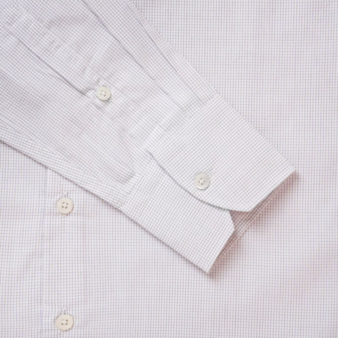 White & Black Slim Fit Micro Grid Check Formal Shirt
