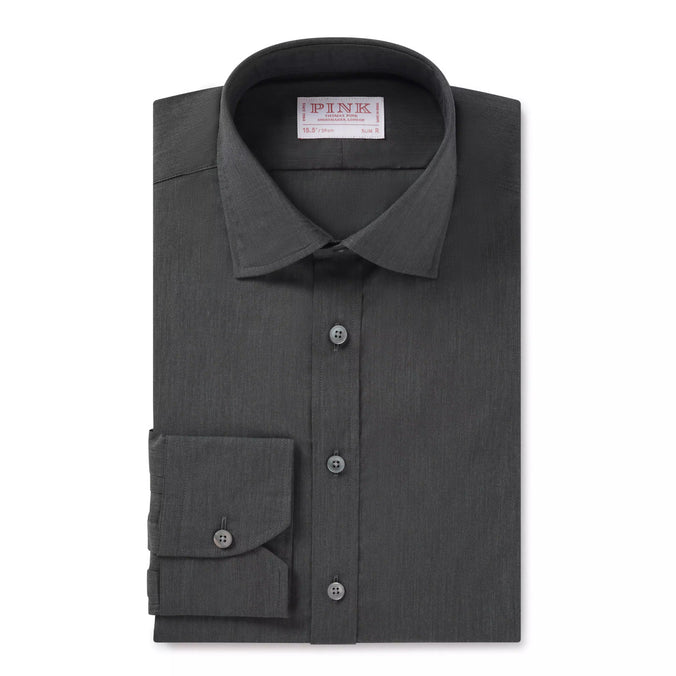 Charcoal Slim Fit Muslin Melange Cotton Formal Shirt