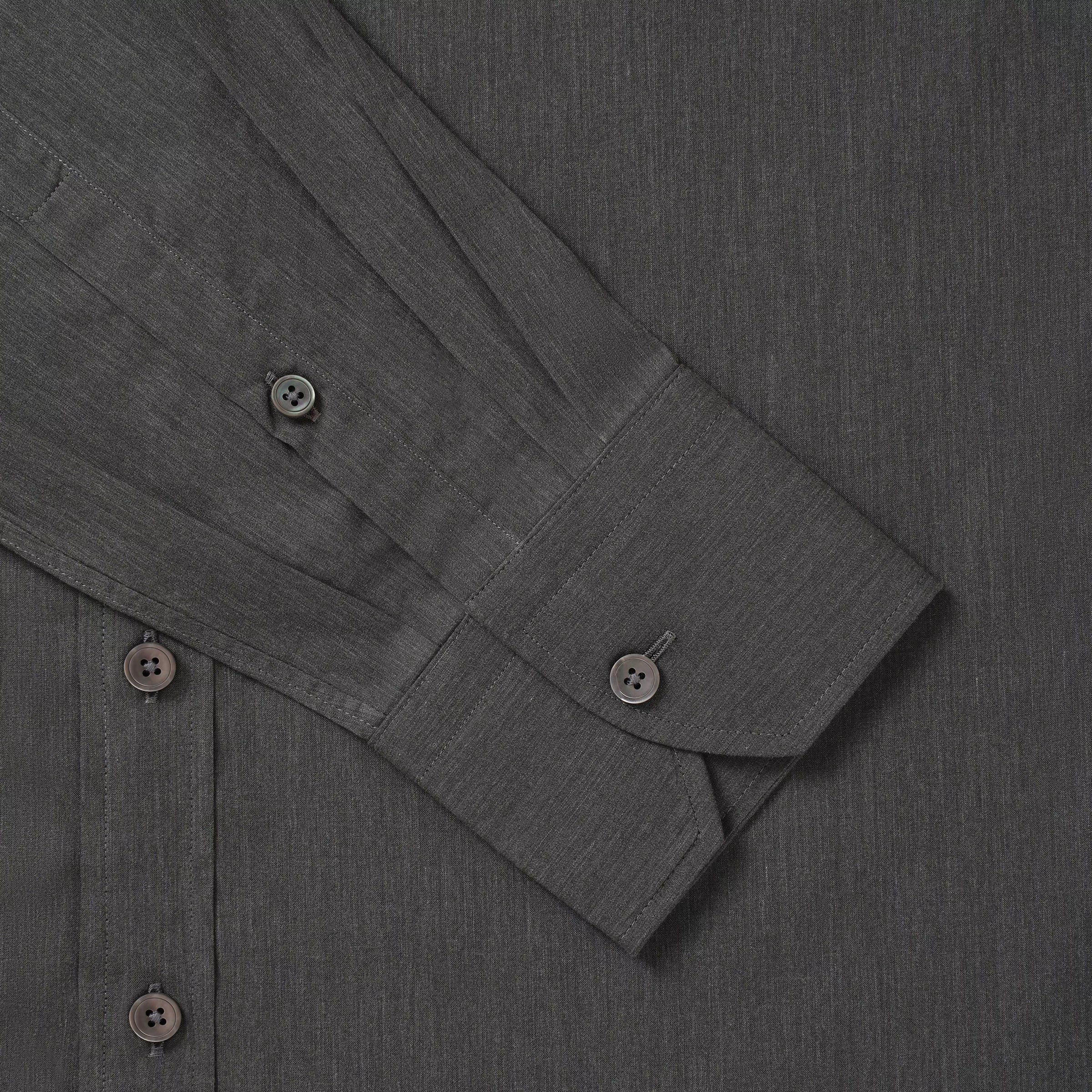 Charcoal Slim Fit Muslin Melange Cotton Formal Shirt