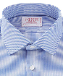 Blue & White Slim Fit Chambray Stripe Formal Shirt