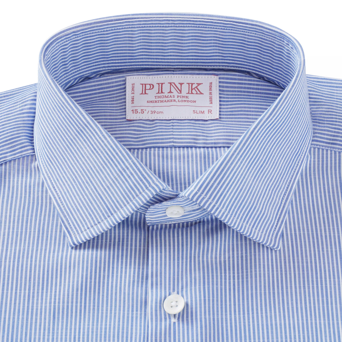 Blue & White Slim Fit Chambray Stripe Formal Shirt