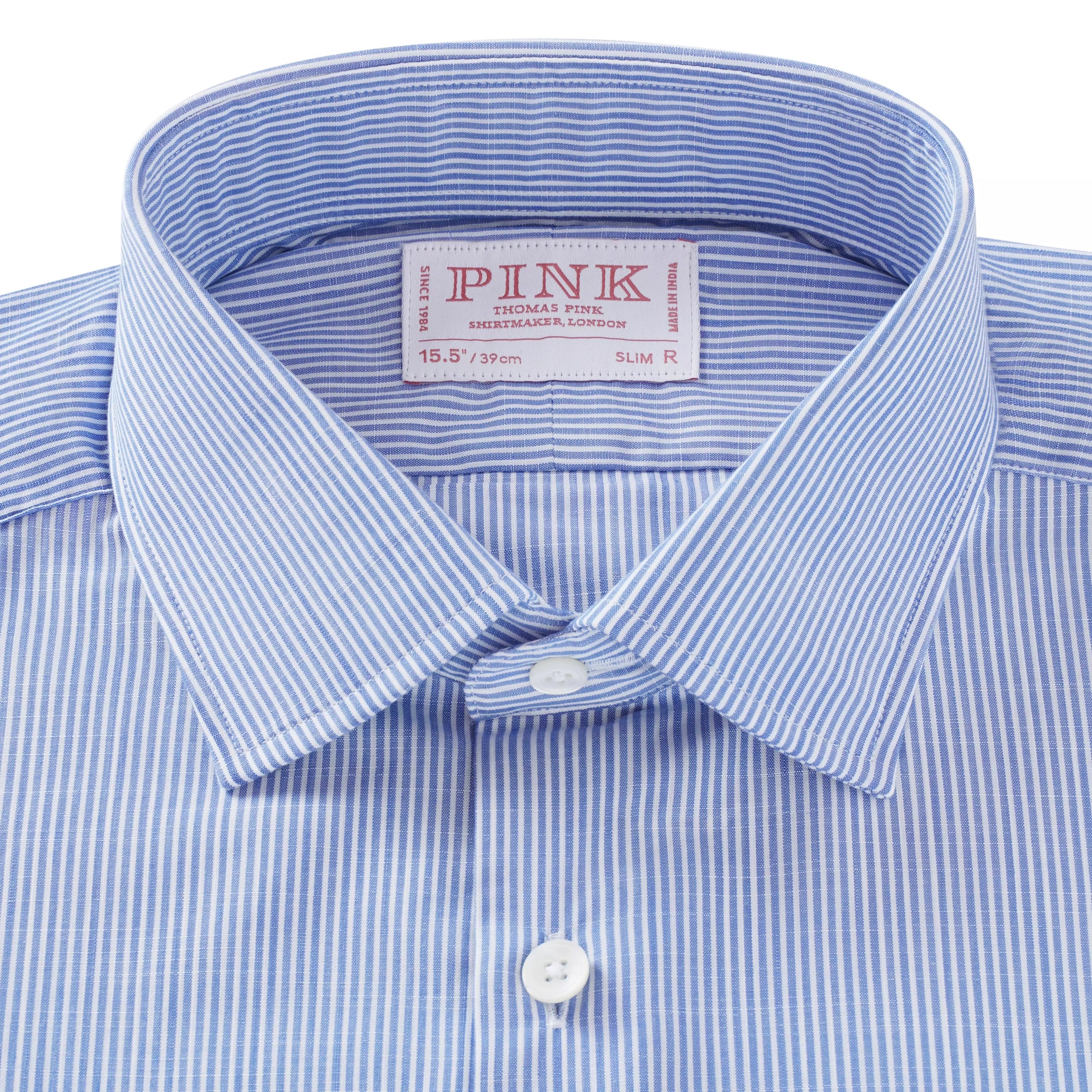 Blue & White Slim Fit Chambray Stripe Formal Shirt