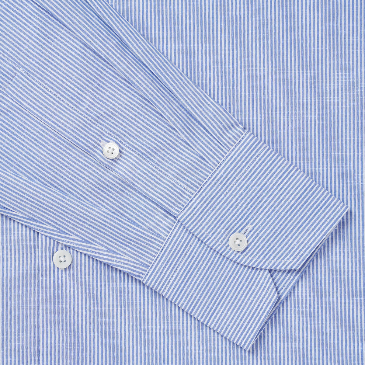 Blue & White Slim Fit Chambray Stripe Formal Shirt