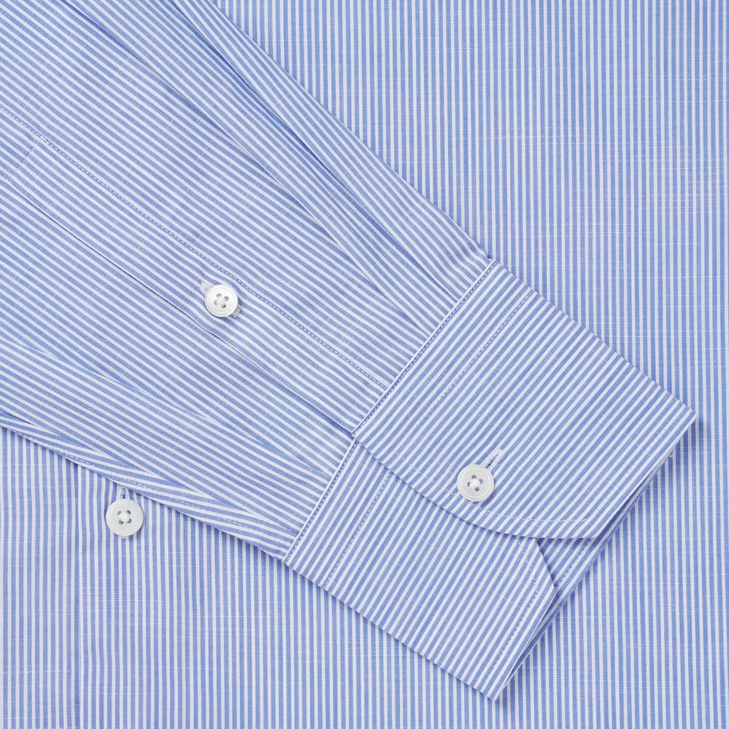 Blue & White Slim Fit Chambray Stripe Formal Shirt