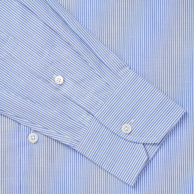 Blue & White Slim Fit Chambray Stripe Formal Shirt