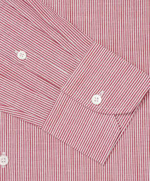 Red & White Slim Fit Chambray Stripe Formal Shirt