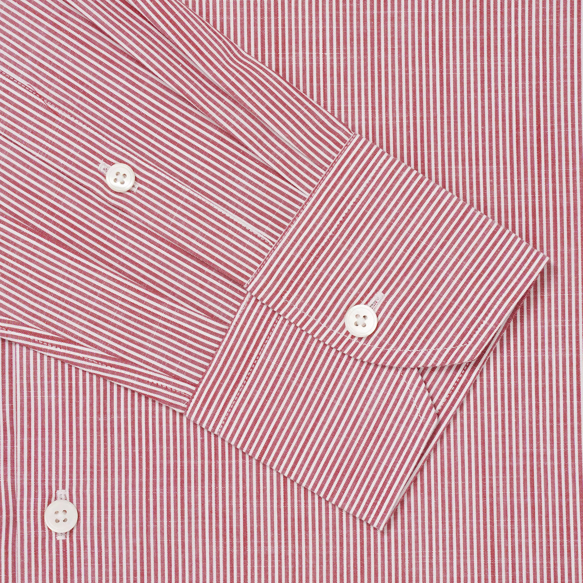 Red & White Slim Fit Chambray Stripe Formal Shirt