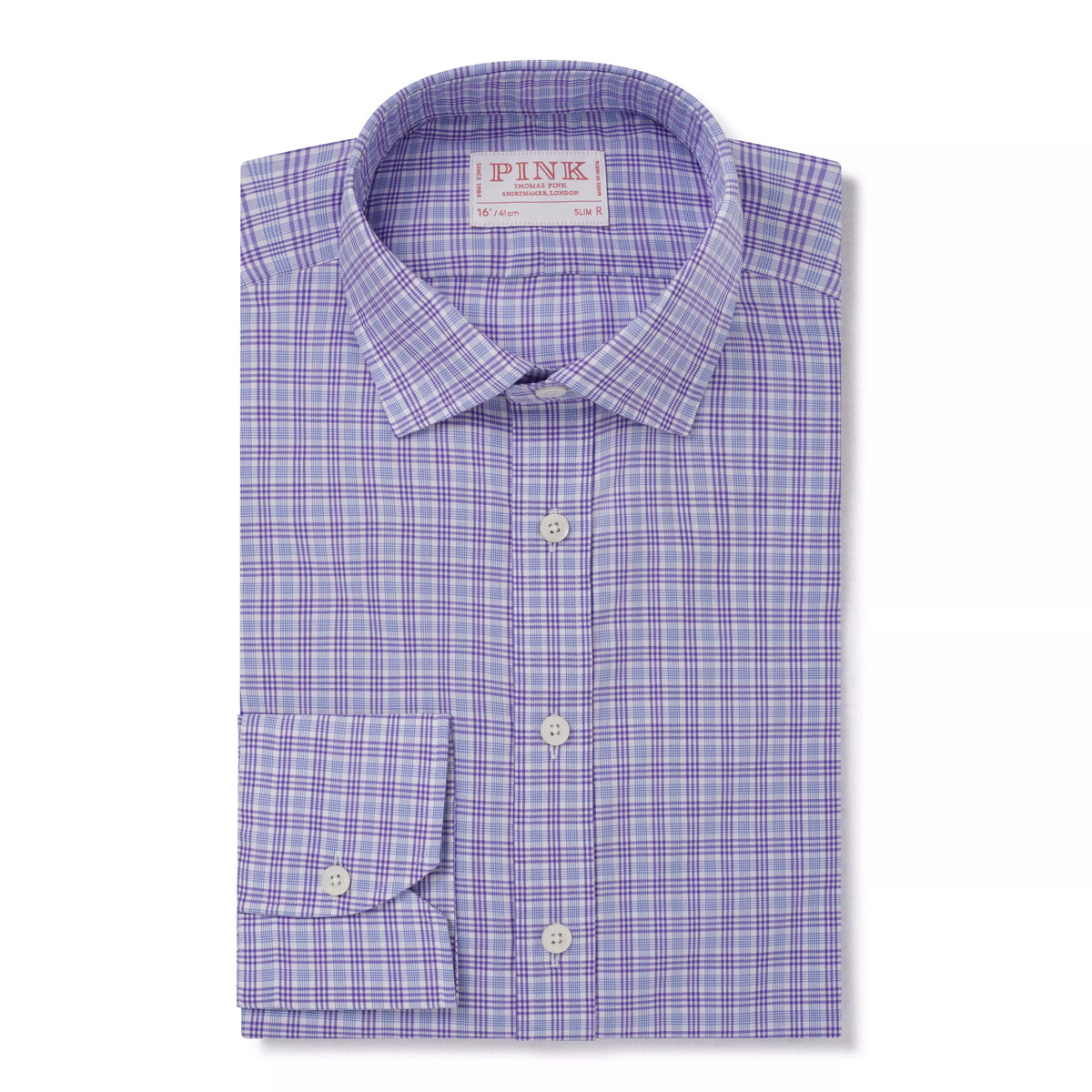 Pale Blue & Purple Slim Fit Fine Multi Check Formal Shirt