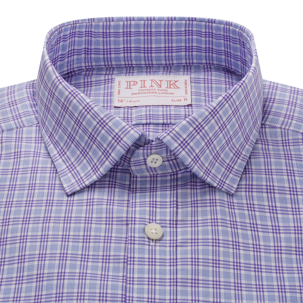 Pale Blue & Purple Slim Fit Fine Multi Check Formal Shirt