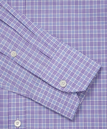 Pale Blue & Purple Slim Fit Fine Multi Check Formal Shirt