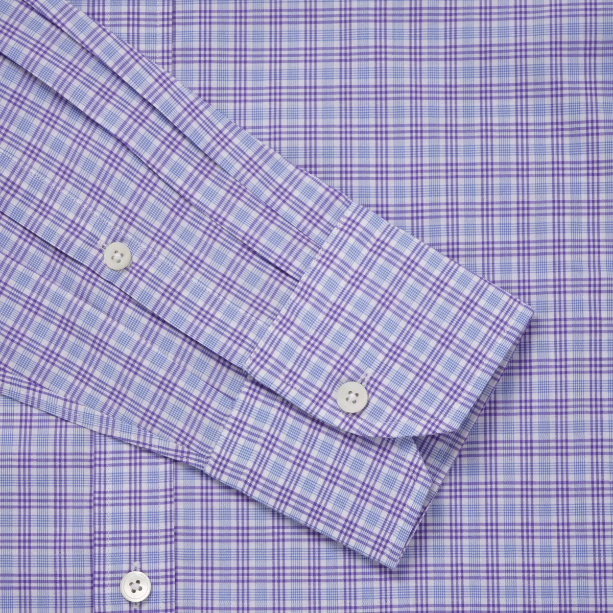 Pale Blue & Purple Slim Fit Fine Multi Check Formal Shirt