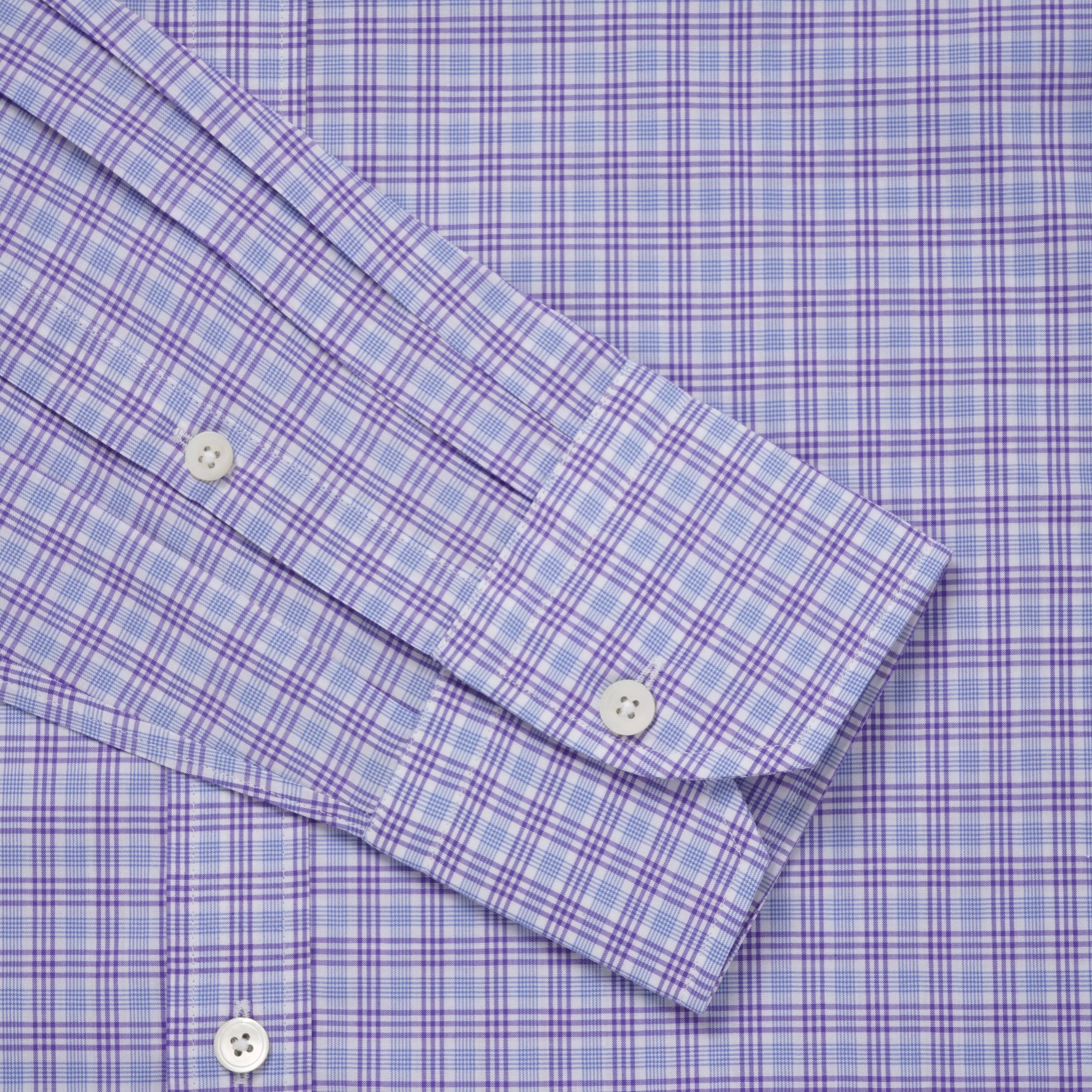 Pale Blue & Purple Slim Fit Fine Multi Check Formal Shirt
