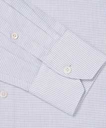 Pale Blue & White Tailored Fit Micro Textured Check Formal Shirt
