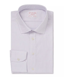 Pink & Blue Tailored Fit Graph Check Formal Shirt
