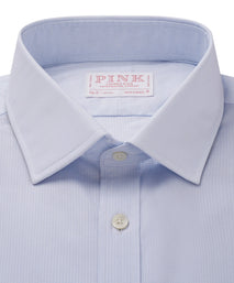 Pale Blue Tailored Fit Micro Check Formal Shirt