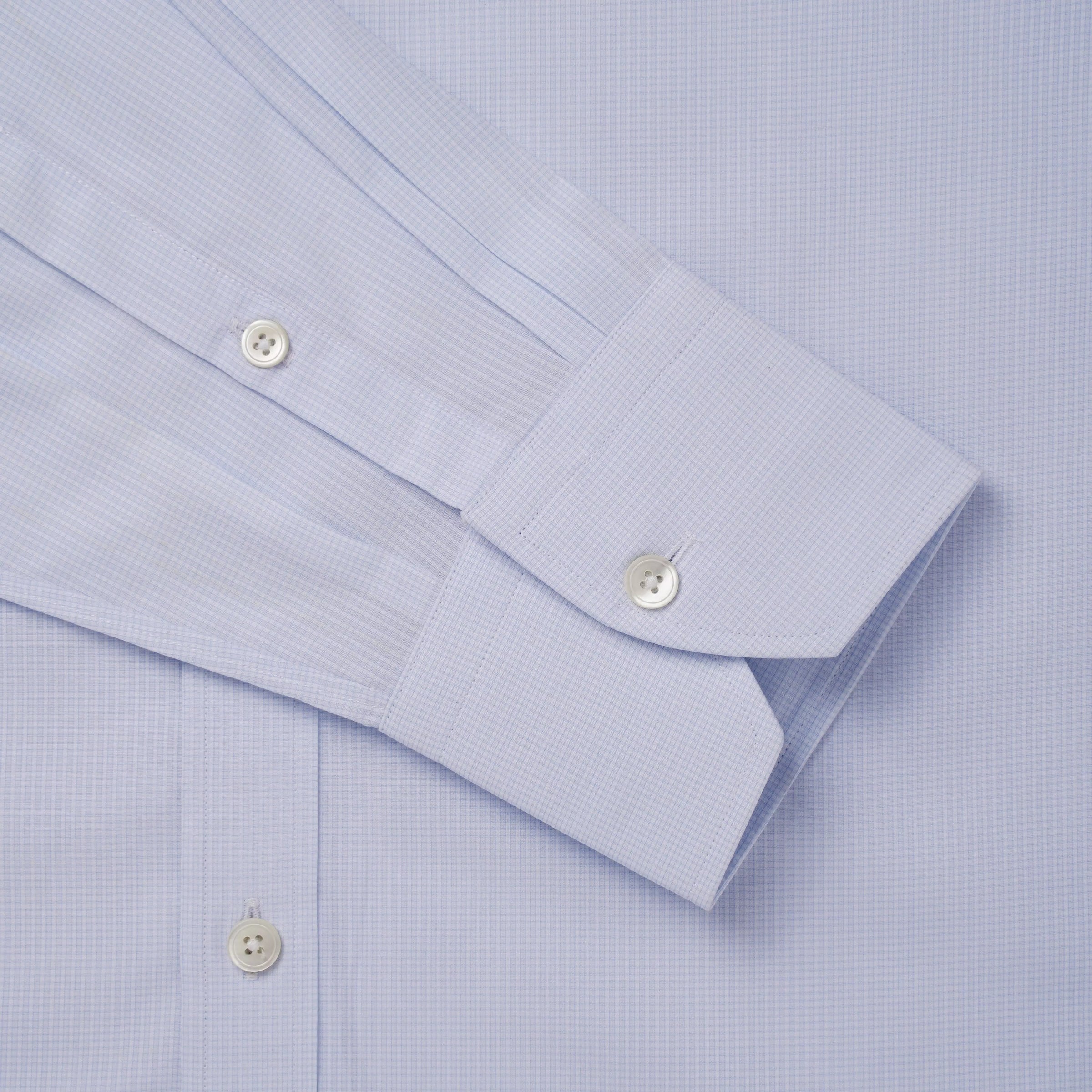 Pale Blue Tailored Fit Micro Check Formal Shirt