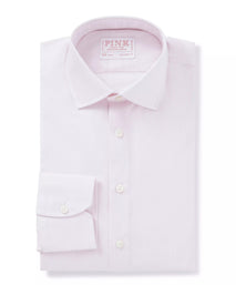 Pale Pink & White Tailored Fit Poplin Stripe Formal Shirt