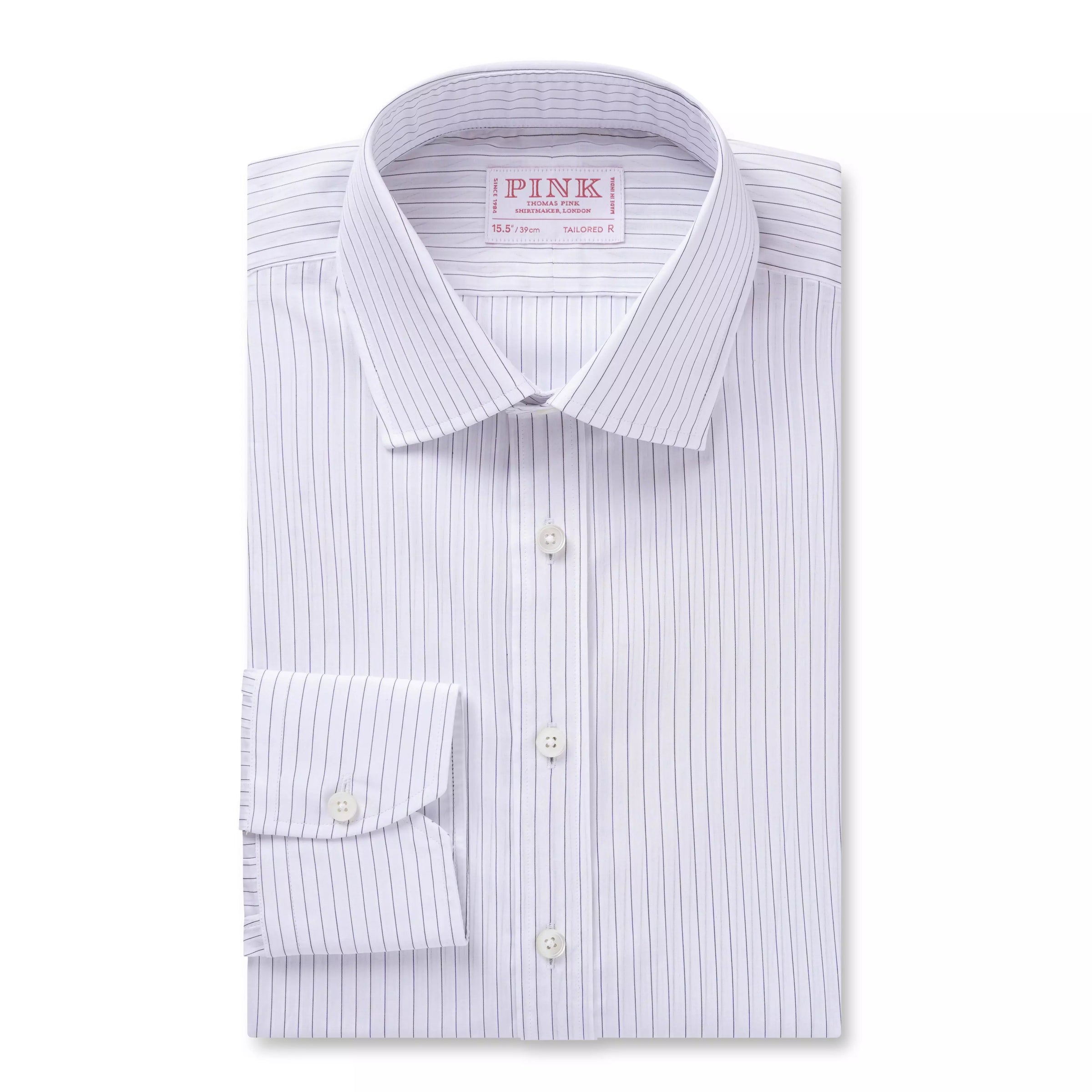 White & Black Tailored Fit Fine Stripe Formal Shirt