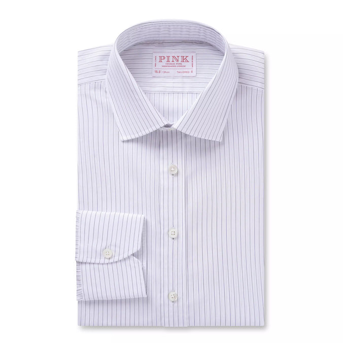 White & Black Tailored Fit Fine Stripe Formal Shirt