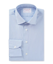 Pale Blue & White Tailored Fit Stripe Formal Shirt