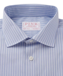 Pale Blue & White Tailored Fit Stripe Formal Shirt