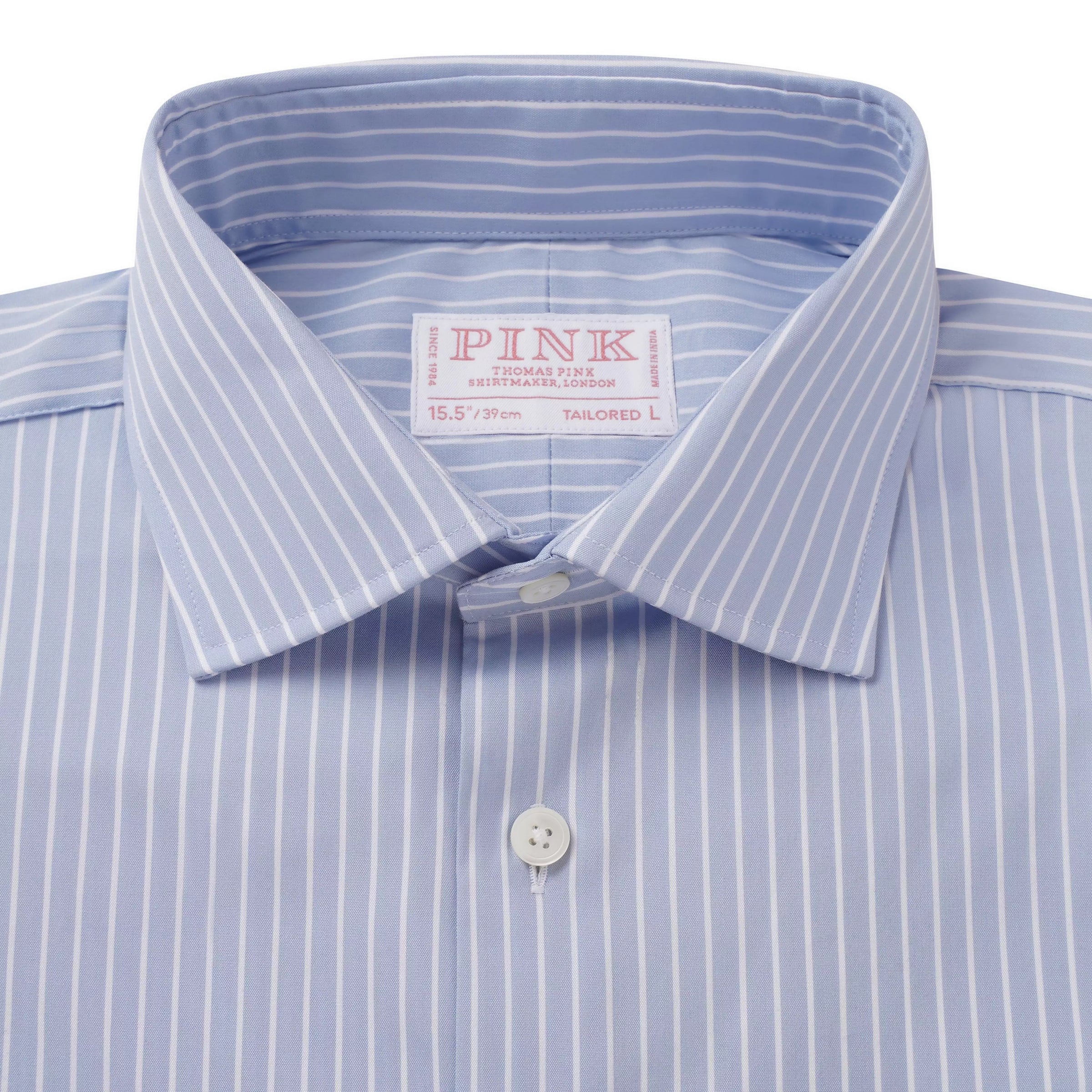 Pale Blue & White Tailored Fit Stripe Formal Shirt