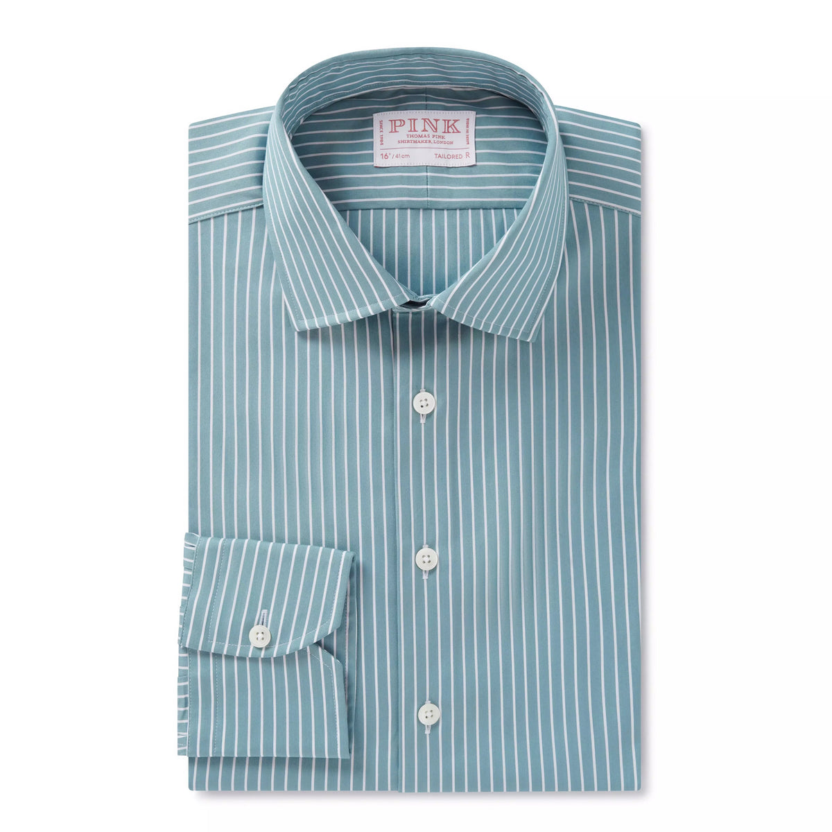 Teal & White Tailored Fit Stripe Formal Shirt