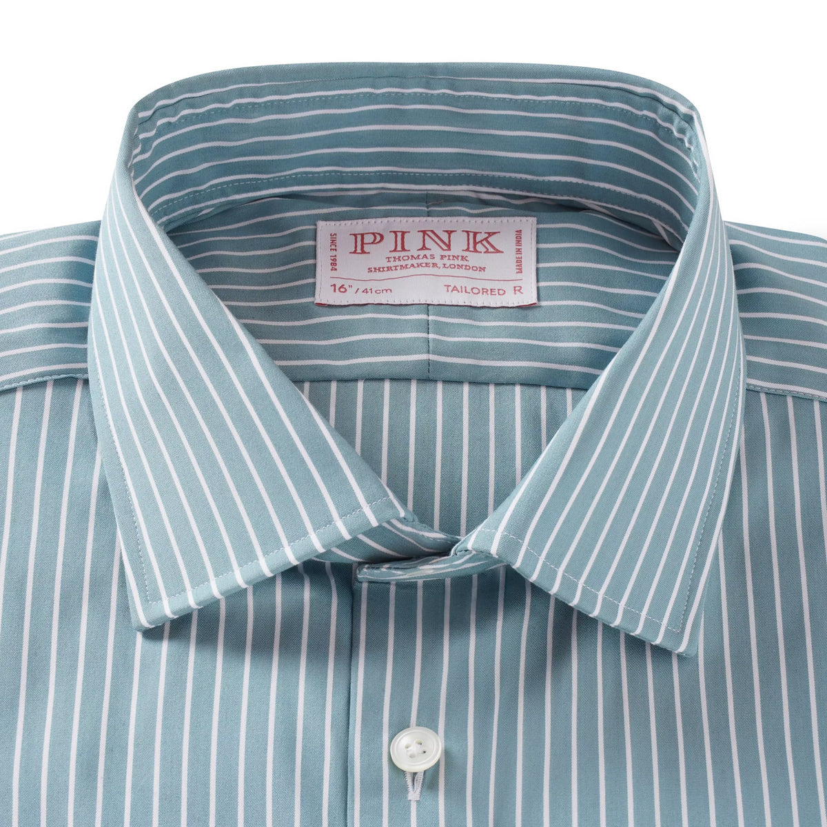 Teal & White Tailored Fit Stripe Formal Shirt