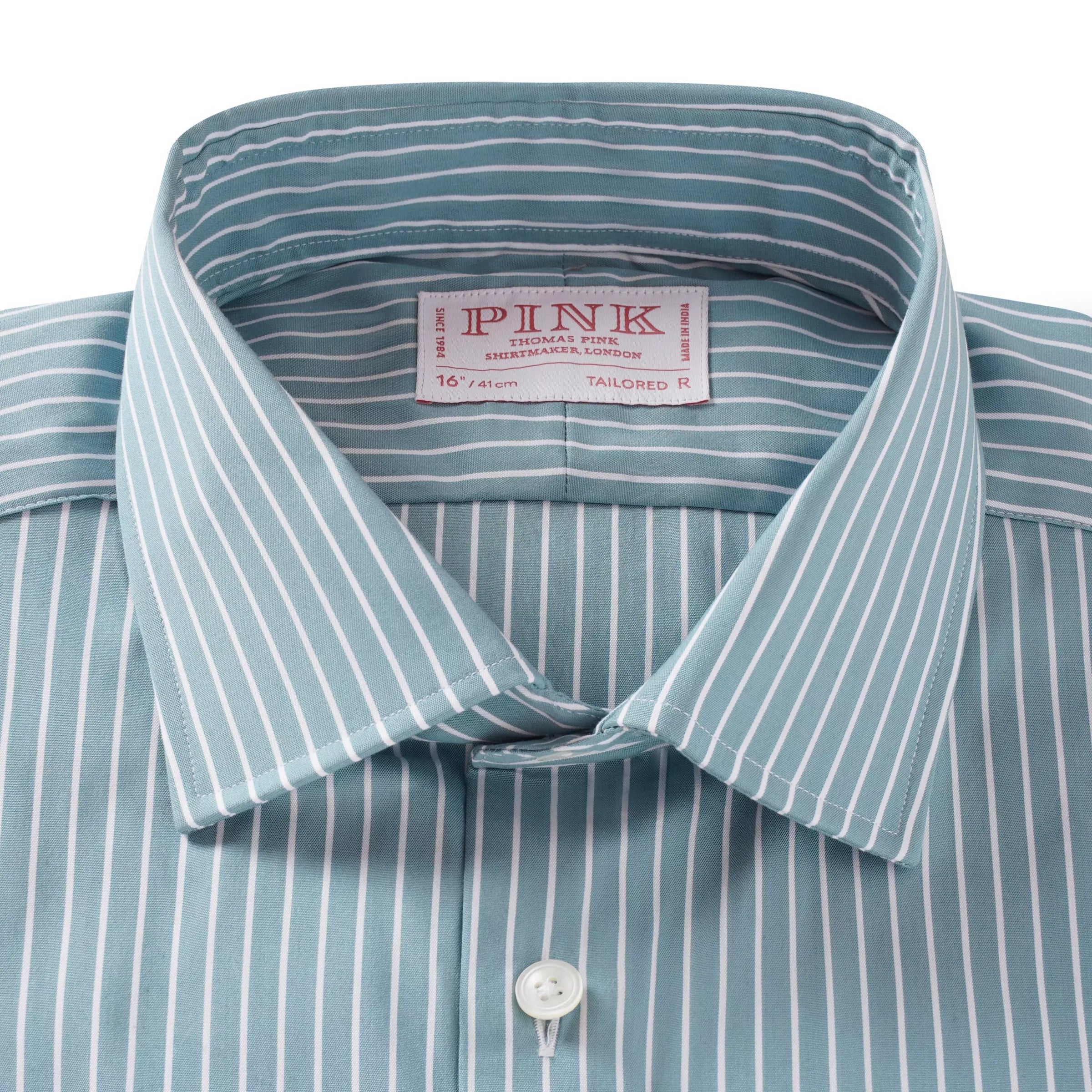 Teal & White Tailored Fit Stripe Formal Shirt