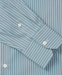 Teal & White Tailored Fit Stripe Formal Shirt