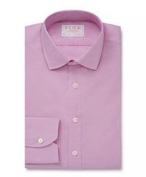 Pink & White Tailored Fit Micro Gingham Check Formal Shirt