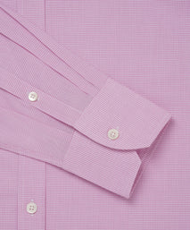 Pink & White Tailored Fit Micro Gingham Check Formal Shirt