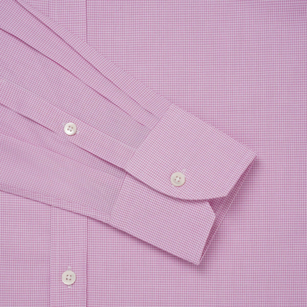 Pink & White Tailored Fit Micro Gingham Check Formal Shirt