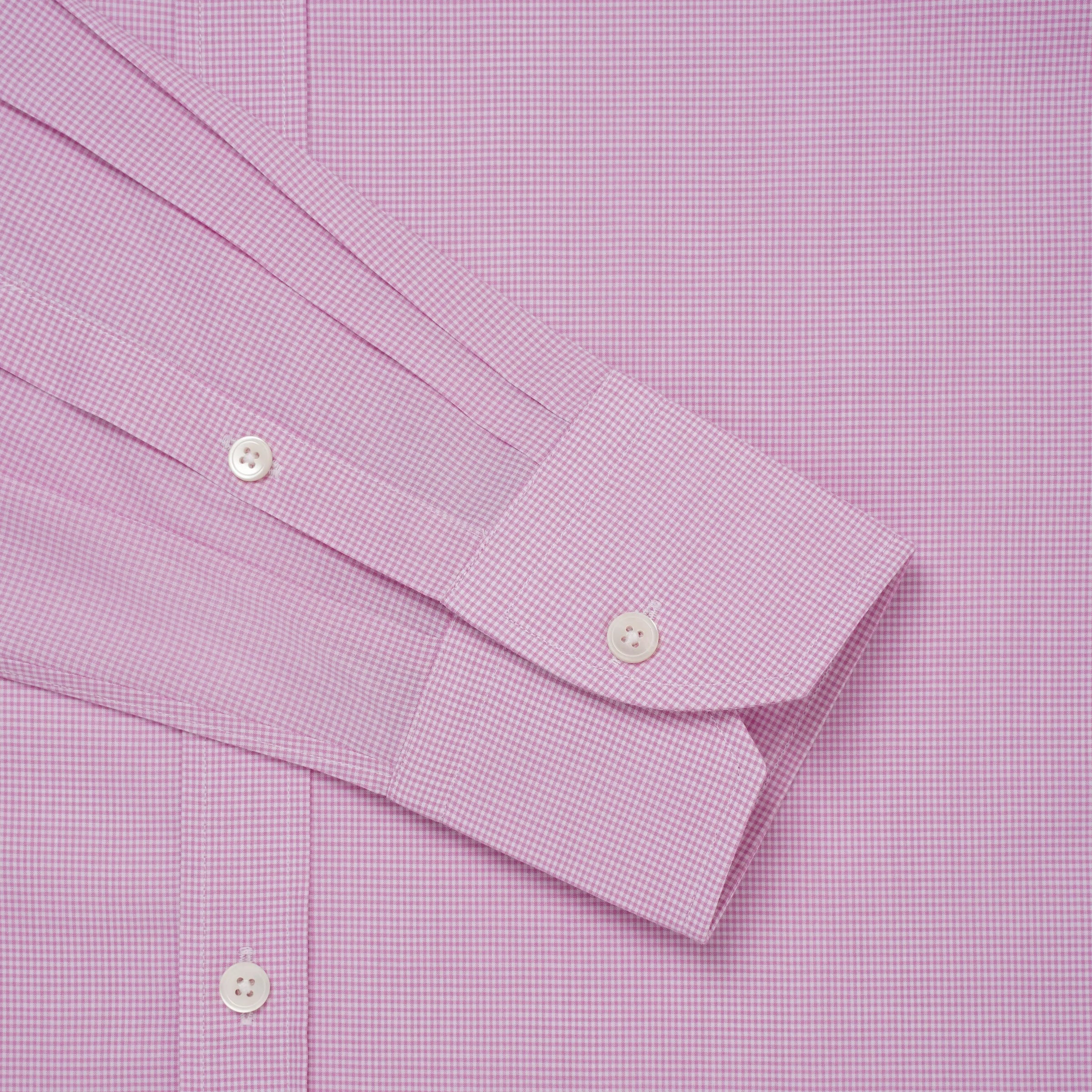 Pink & White Tailored Fit Micro Gingham Check Formal Shirt
