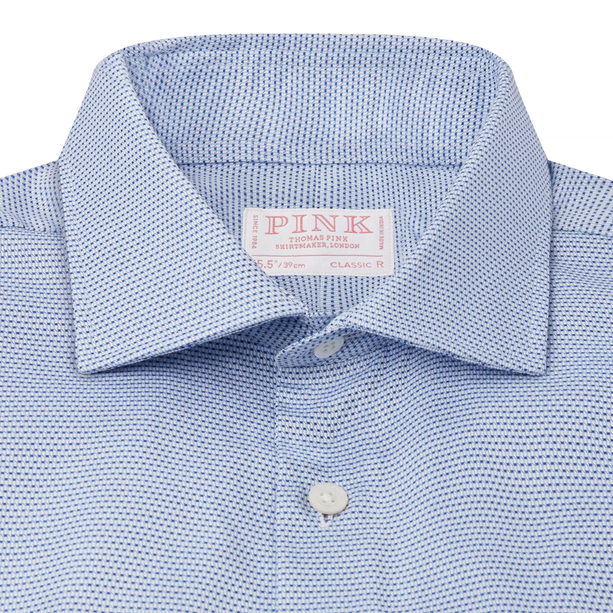 Blue & White Classic Fit Double Cuff Geometric Dobby Formal Shirt