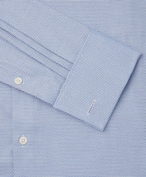 Blue & White Classic Fit Double Cuff Geometric Dobby Formal Shirt